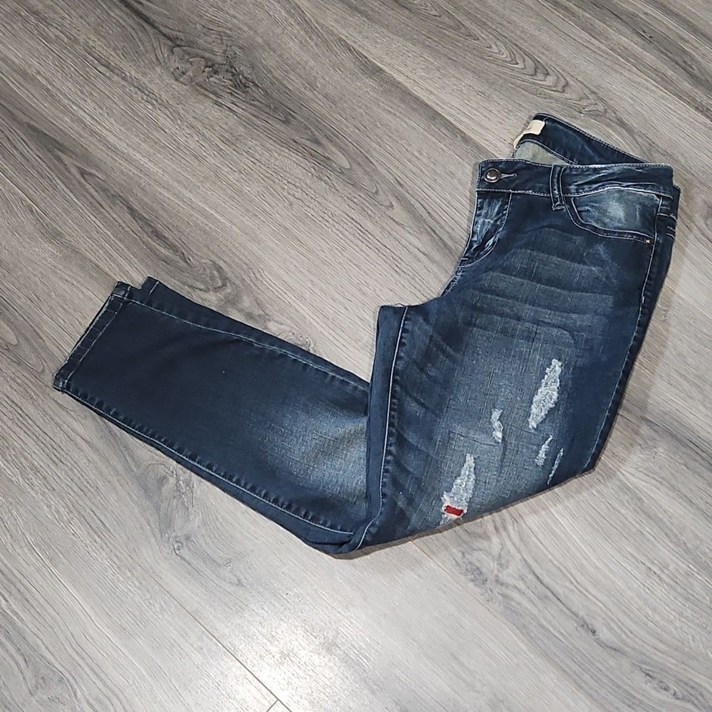brina & em Skinny Destroyed Patched Jeans